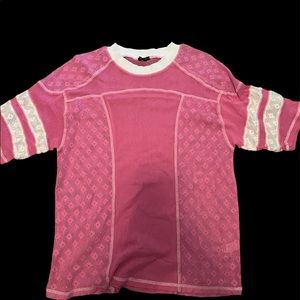 Cute pink designer inspired Delia’s flower see thru tee beach cover